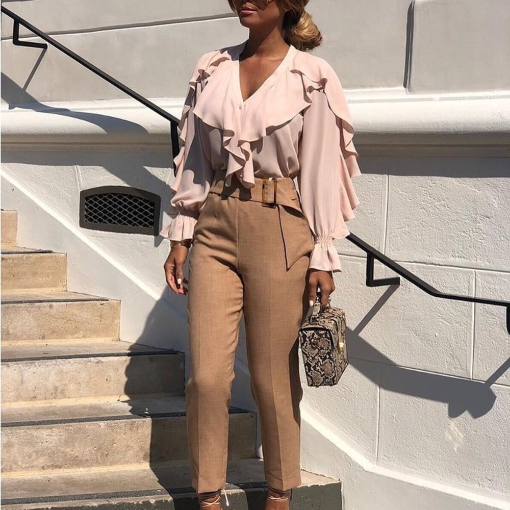 Zara Blush Ruffled Blouse - Picture 3 of 8